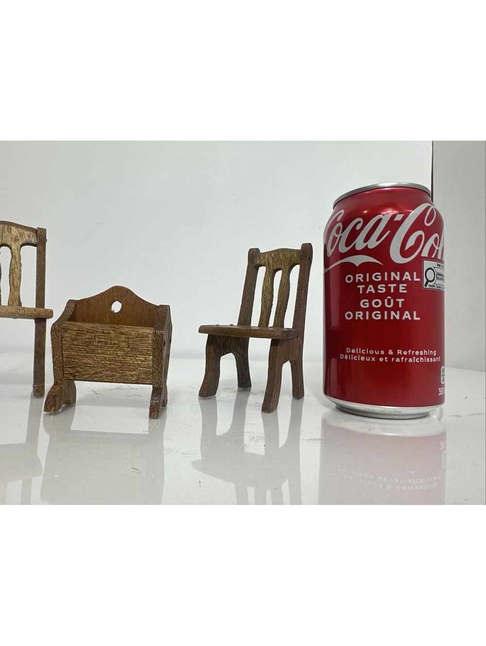 Vintage Shackman Japan Wood Dollhouse Furniture Chairs Cradle Miniature 1:6 MCM